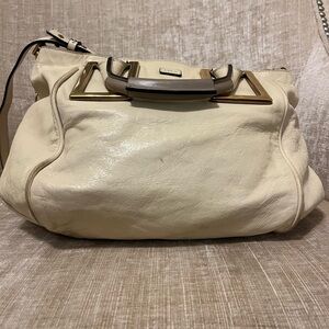 Chloe Cream Shoulder Bag with Gold Accents